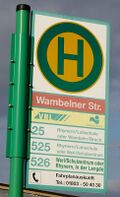 Haltestellenschild Wambelner Straße