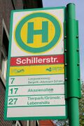Haltestellenschild Schillerstraße