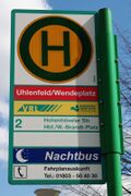 Haltestellenschild Uhlenfeld/Wendeplatz