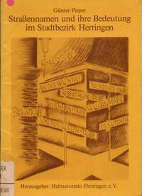 Straßennamen und ihre Bedeutung im Stadtbezirk Herringen (Cover)