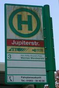 Haltestellenschild Jupiterstraße