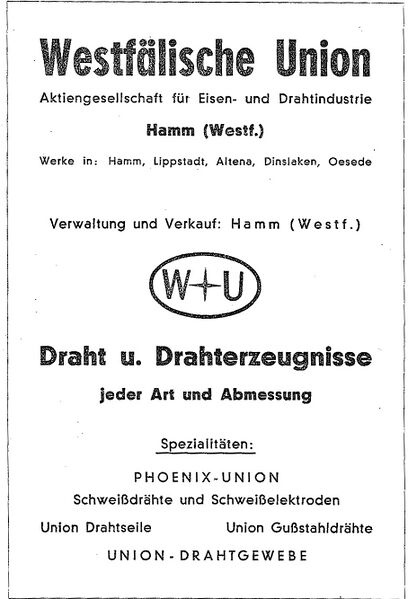 Datei:Westfälische Union Werbeanzeige 1951.JPG