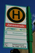 Haltestellenschild Janssenstraße