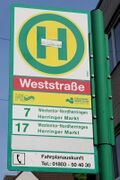 Haltestellenschild Weststraße