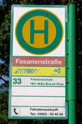 Haltestellenschild Fasanenstraße