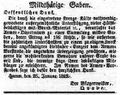 Danksagung des Bürgermeisters Quade, Rheinisch-Westfälischer Anzeiger vom 31. Januar 1823