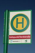 Haltestellenschild Haltepunkt/Verdistraße