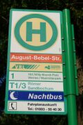 Haltestellenschild August-Bebel-Straße