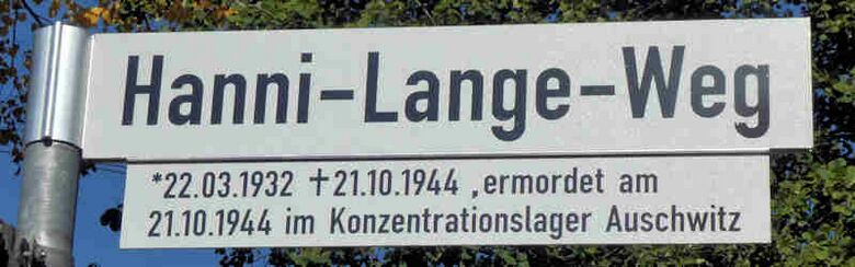 Straßenschild Hanni-Lange-Weg