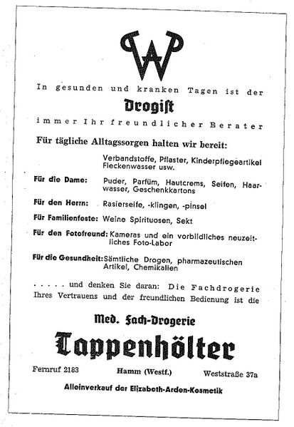 Datei:Tappenhölter Werbeanzeige 1951.JPG