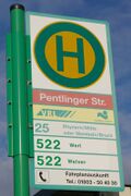 Haltestellenschild Pentlinger Straße