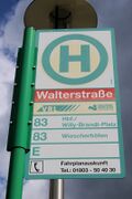 Haltestellenschild Walterstraße